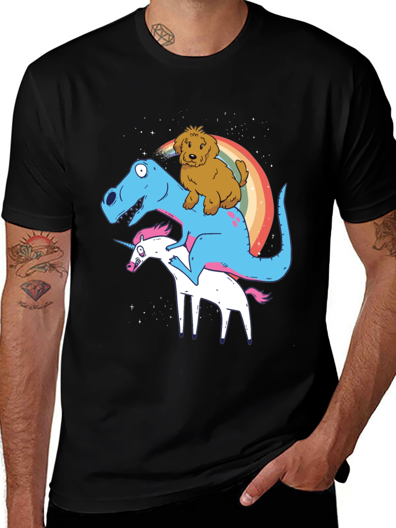 Dino Unicorn Dog Graphic T-Shirt