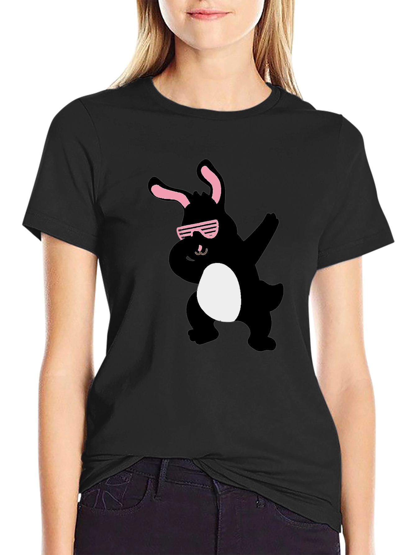 Cool Bunny Dab T-Shirt - Black Cotton Tee