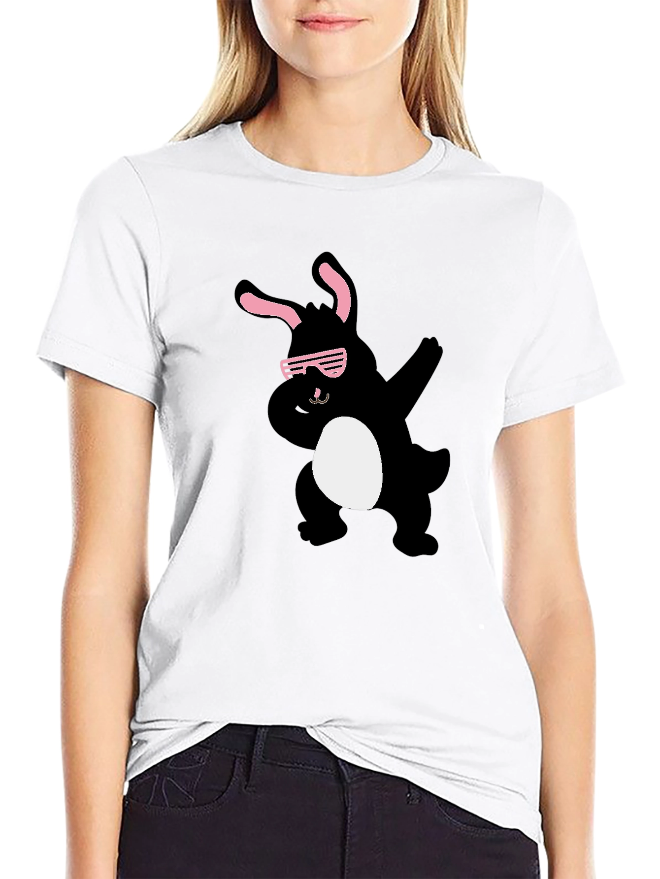 Cool Bunny Dab T-Shirt - Black Cotton Tee