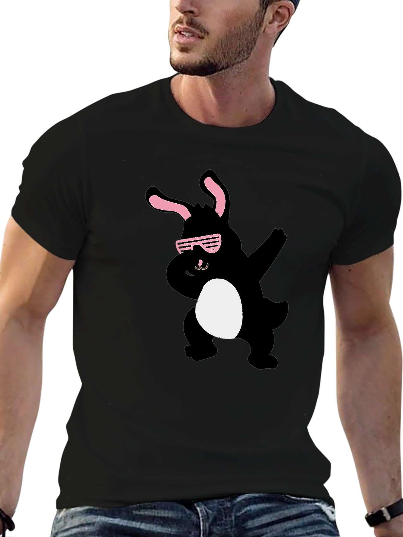 Cool Bunny Dab T-Shirt - Black Cotton Tee