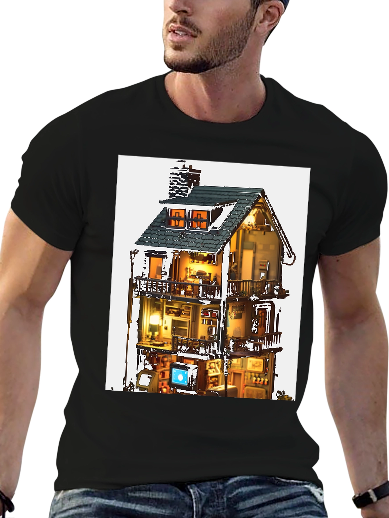 Architectural Dollhouse Graphic Tee - Black