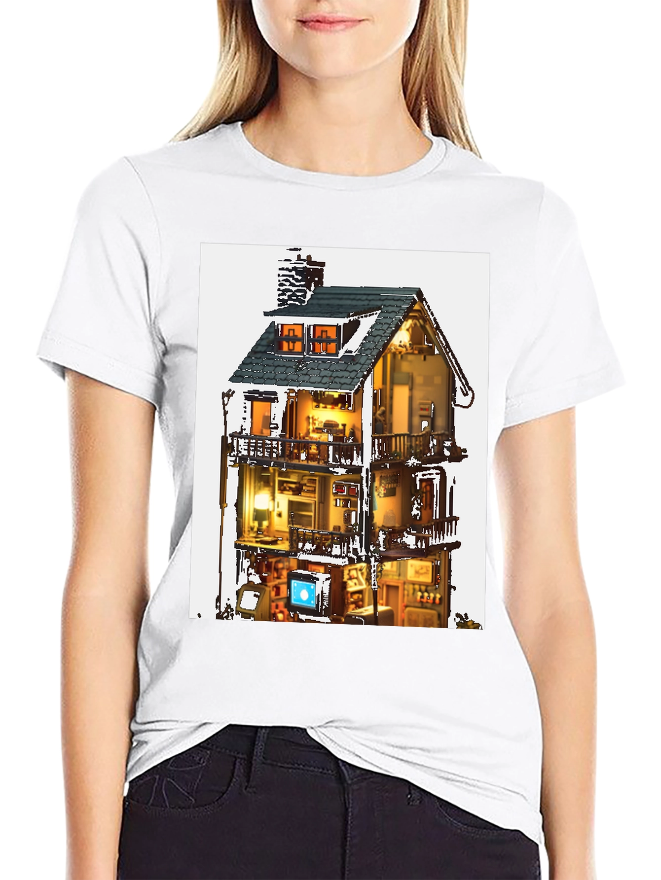 Architectural Dollhouse Graphic Tee - Black