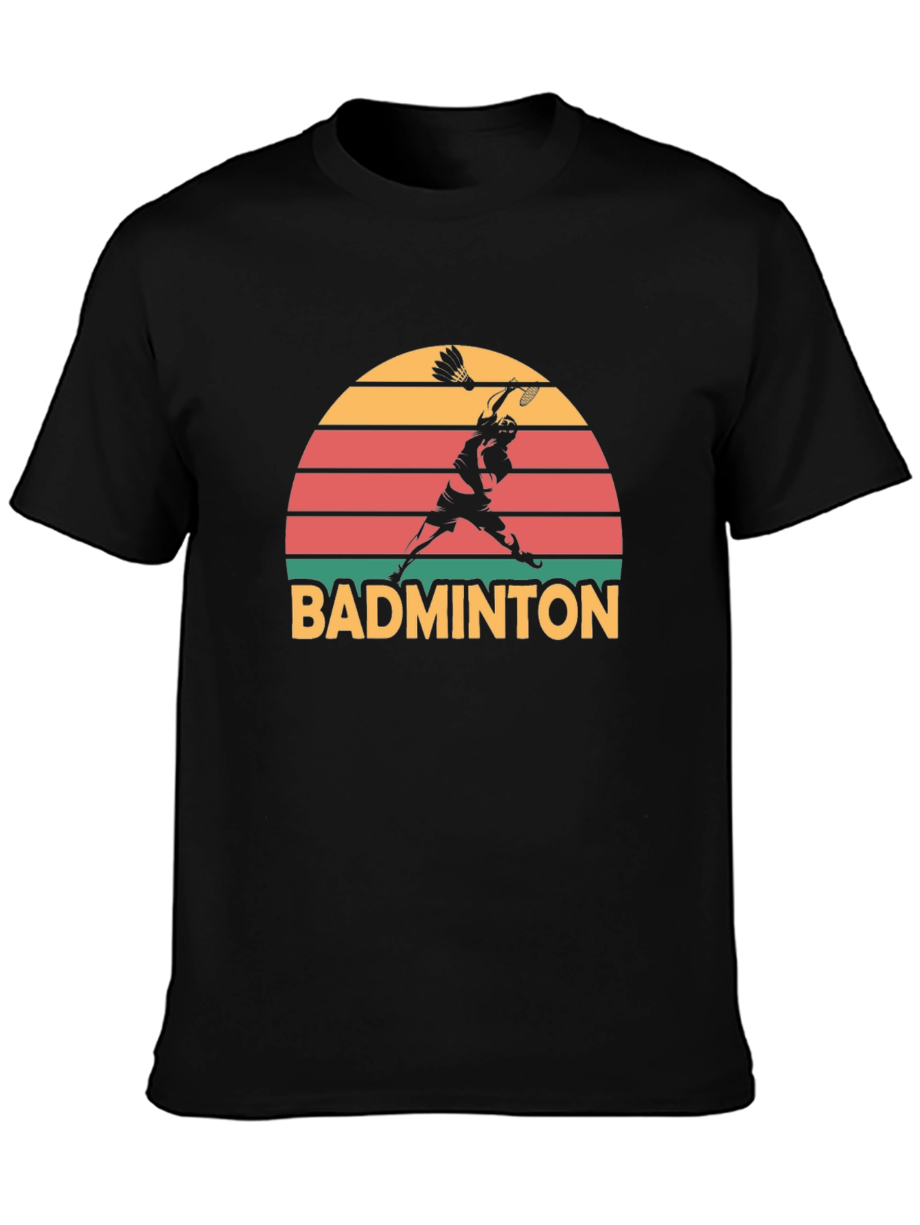Retro Badminton Sunset Graphic T-Shirt