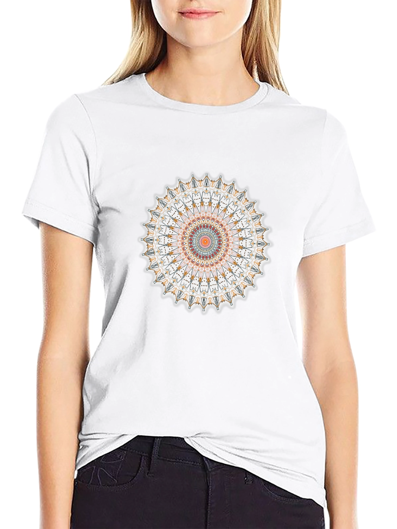 Black T-Shirt with Mandala Graphic Print