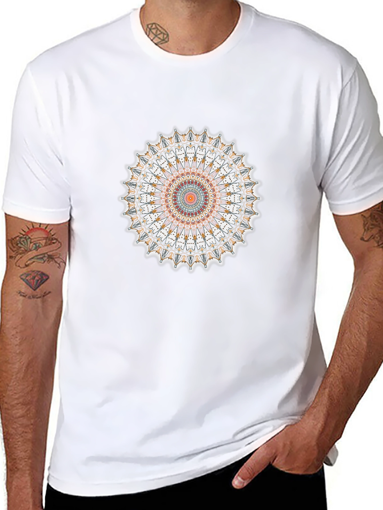 Black T-Shirt with Mandala Graphic Print