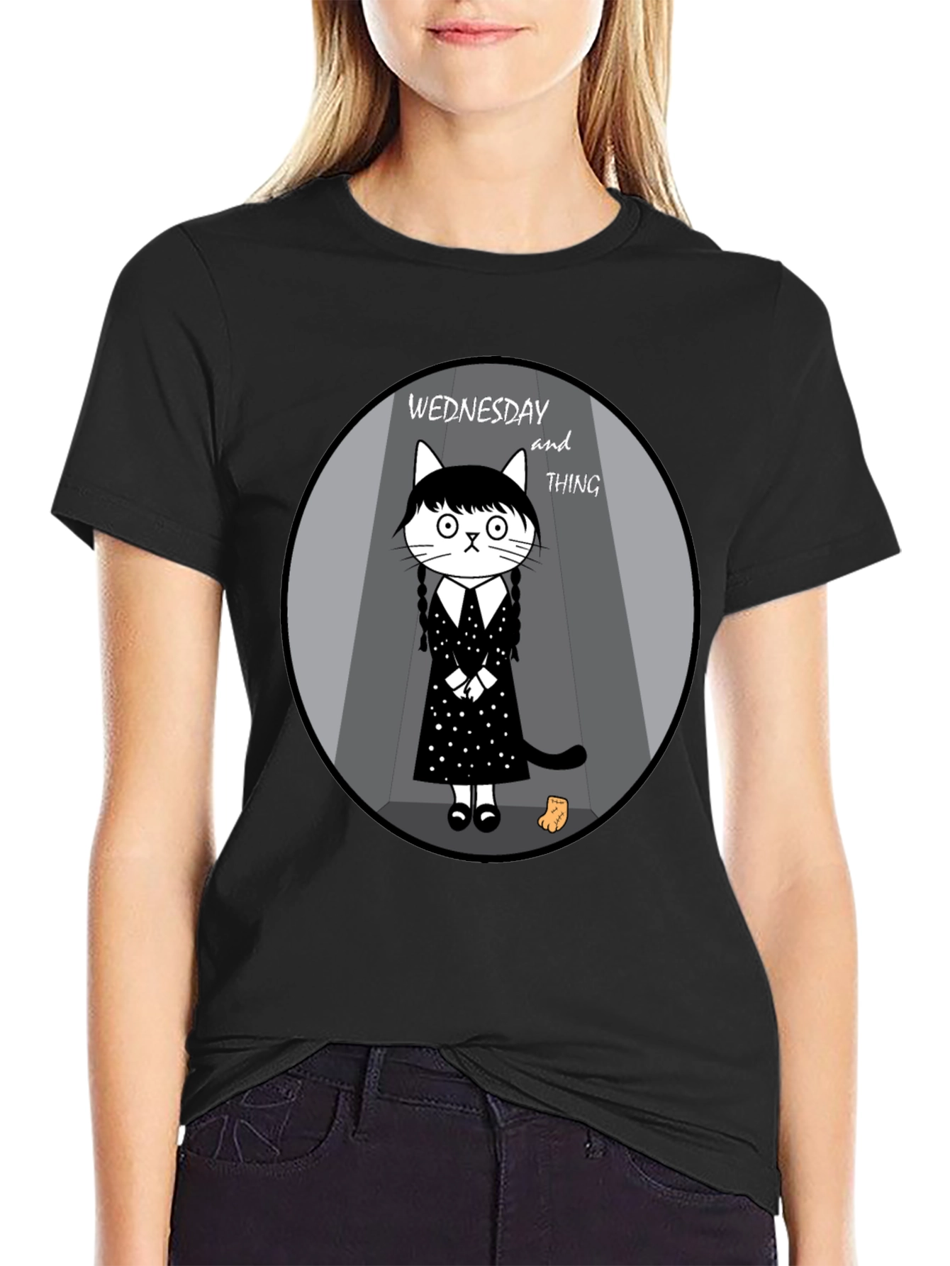 Wednesday and Thing Cat T-Shirt