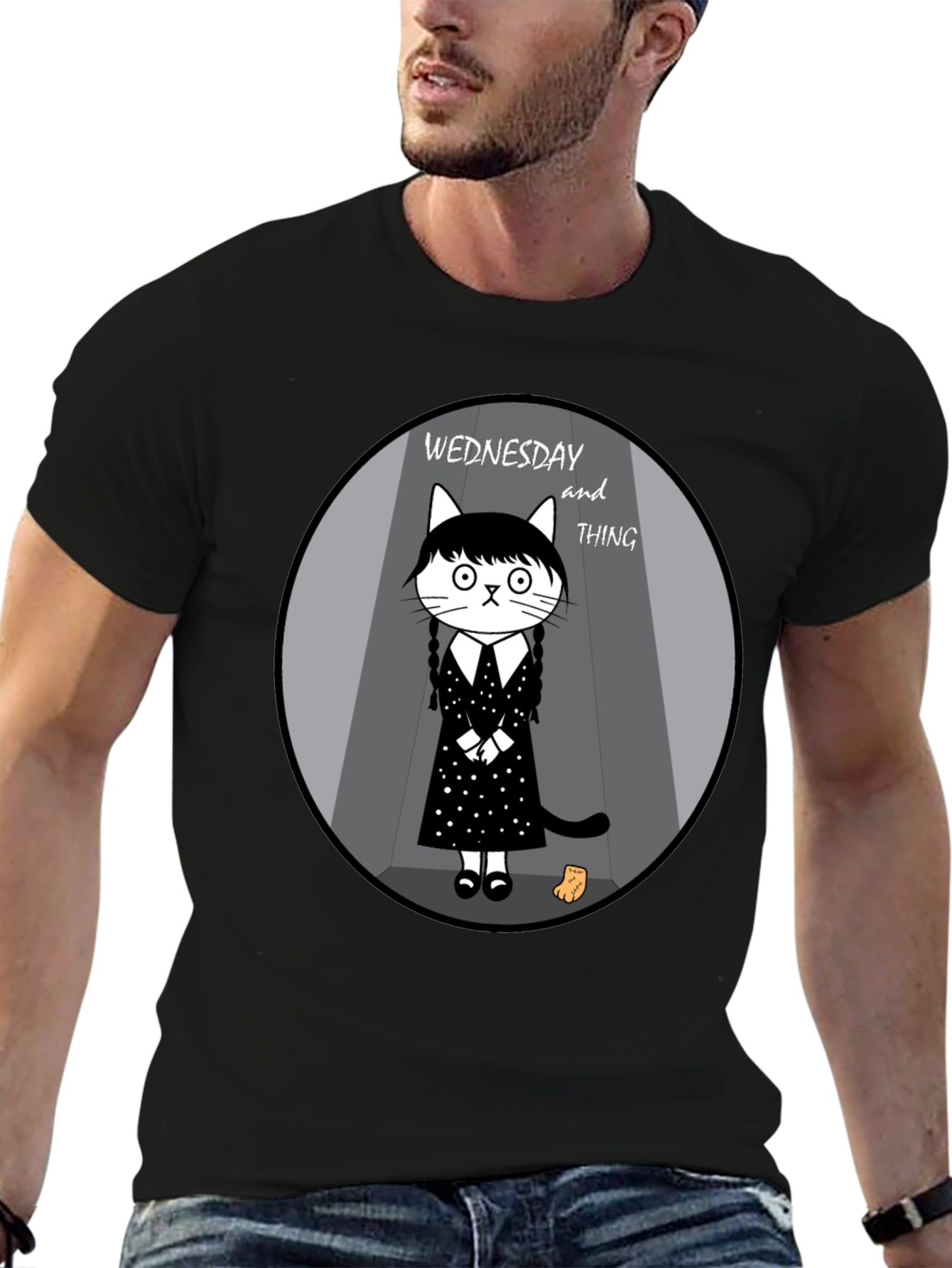 Wednesday and Thing Cat T-Shirt