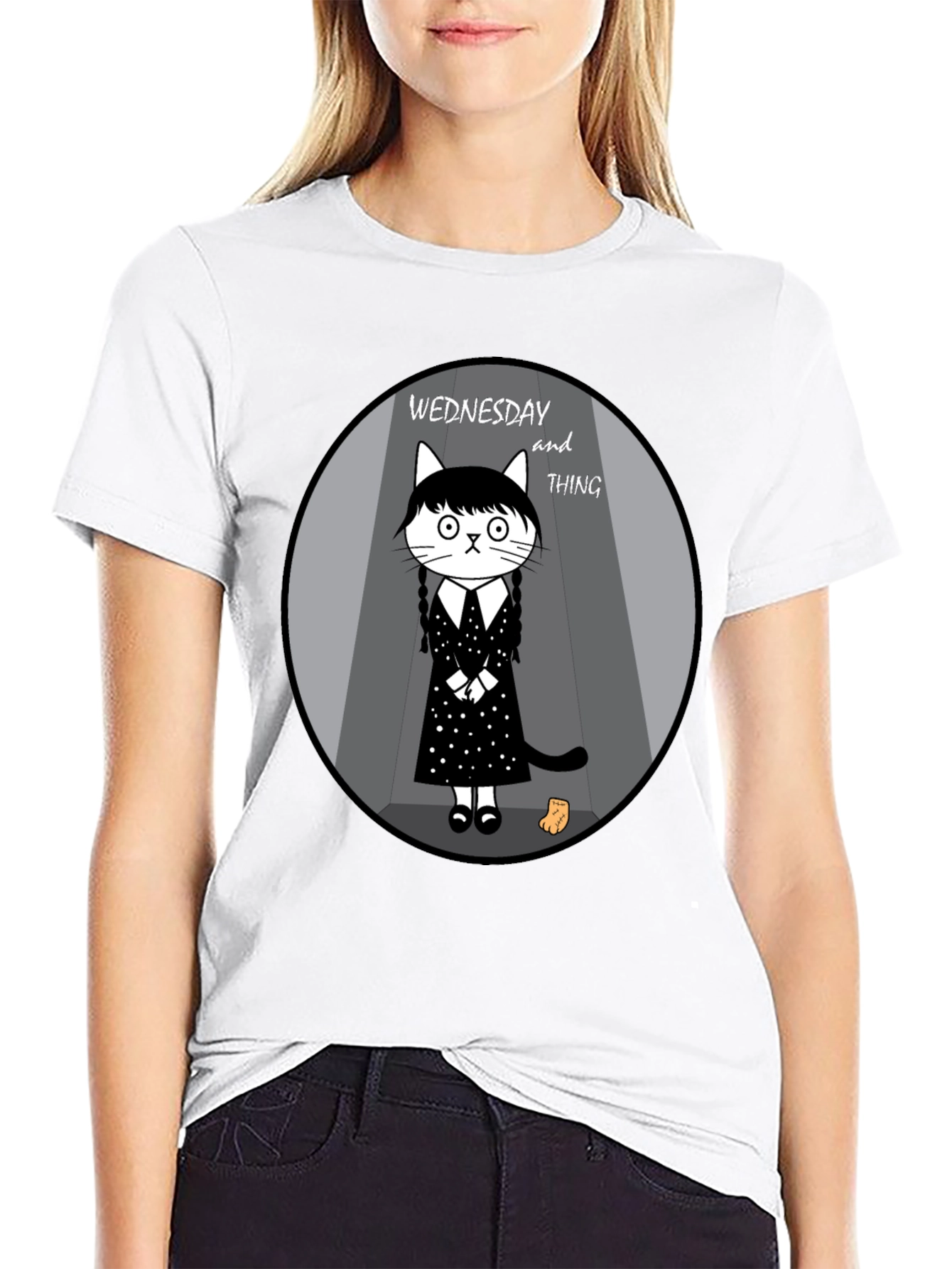 Wednesday and Thing Cat T-Shirt