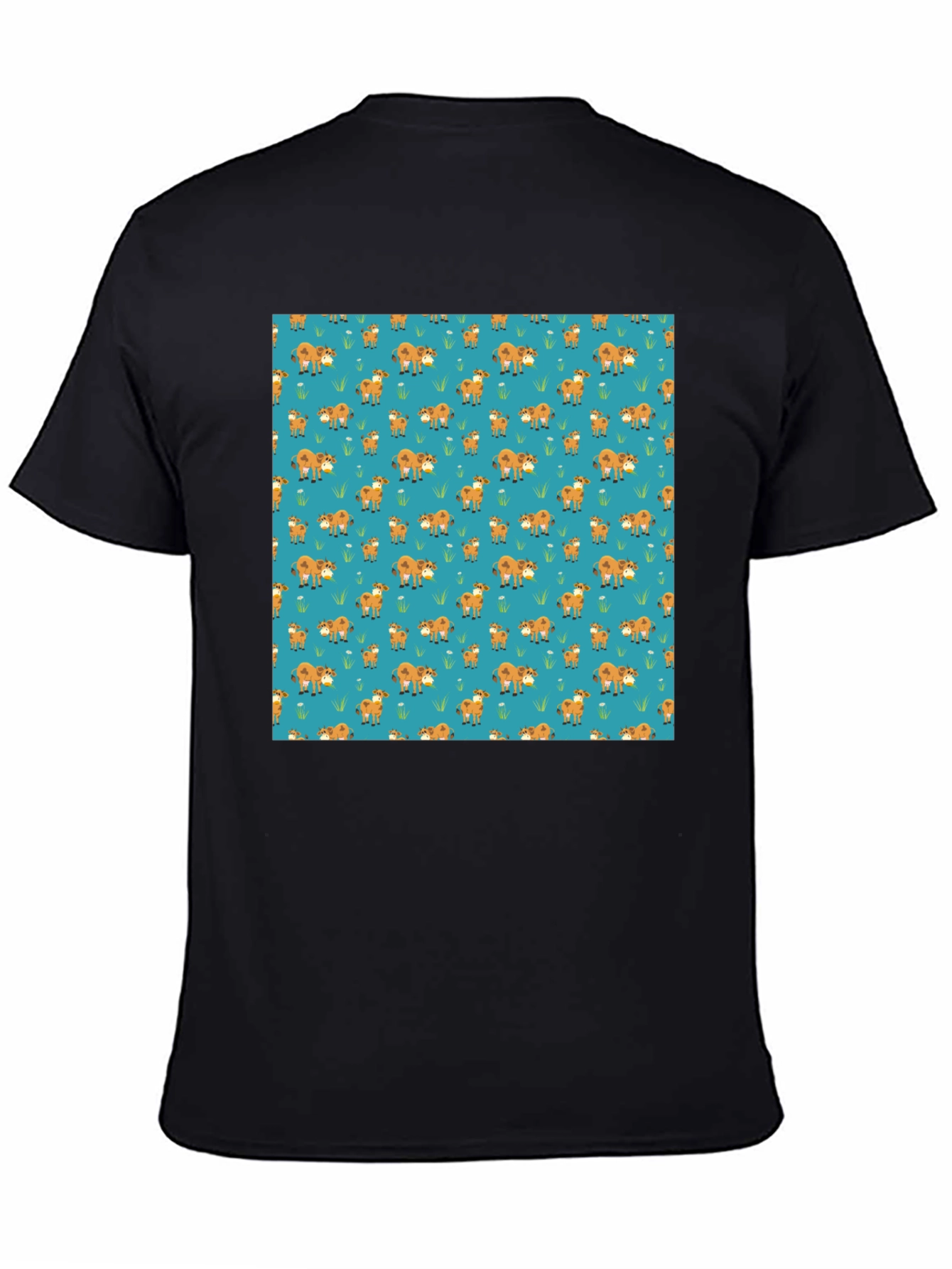 Fox Pattern Black Casual T-Shirt