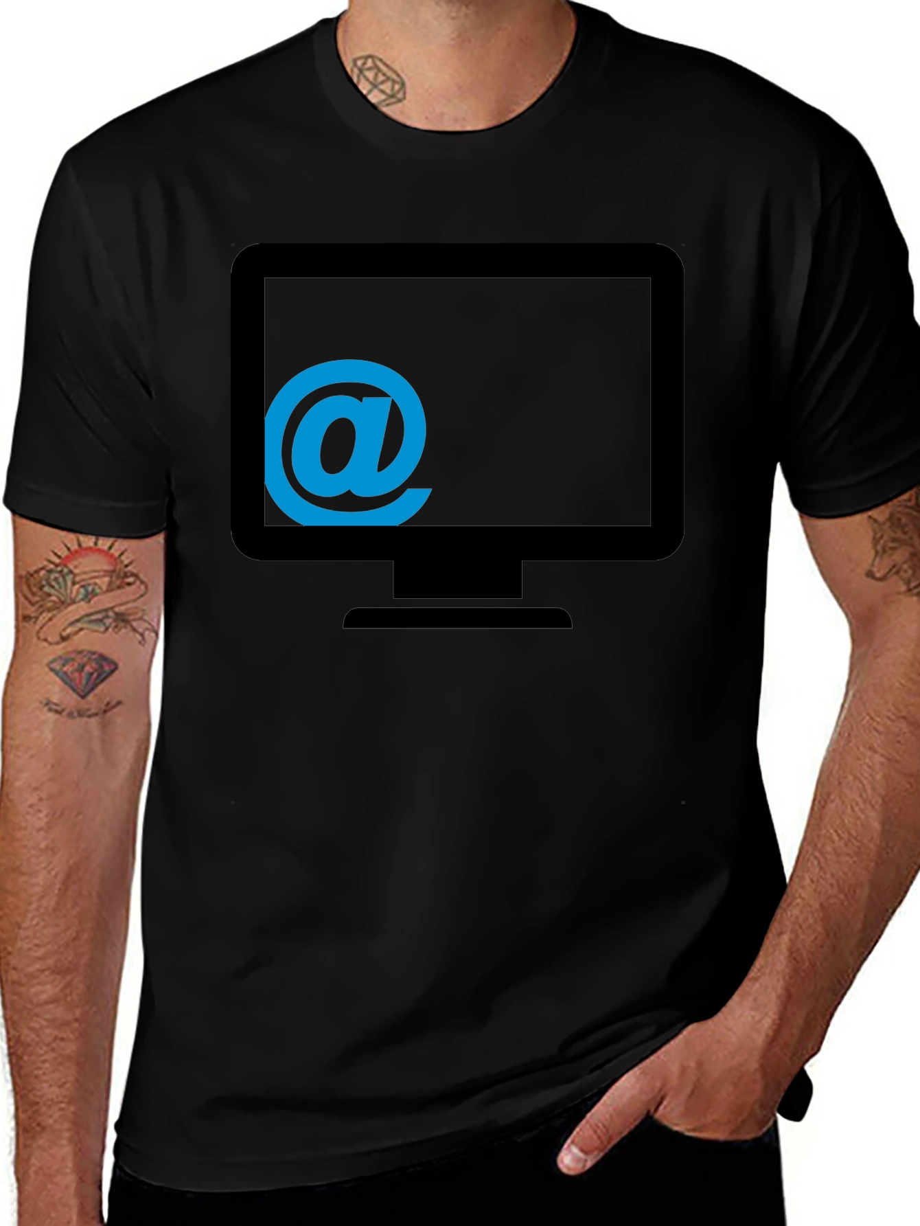 Techie Tee - Email @ Monitor Graphic T-Shirt
