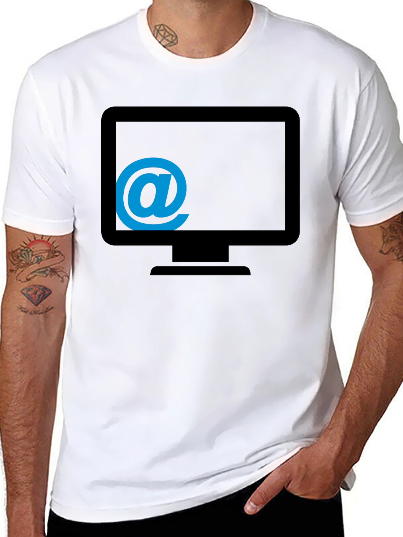Techie Tee - Email @ Monitor Graphic T-Shirt