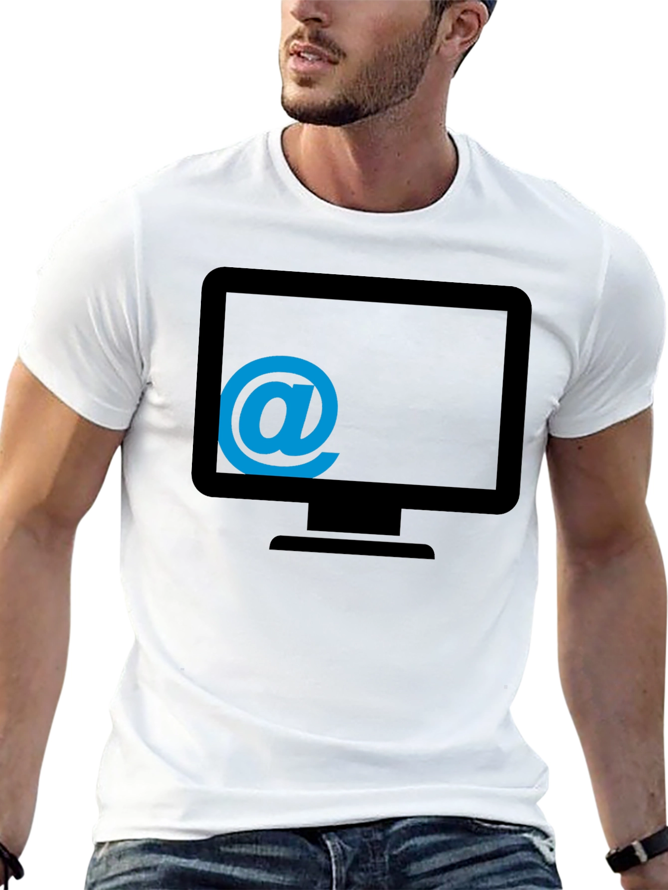 Techie Tee - Email @ Monitor Graphic T-Shirt