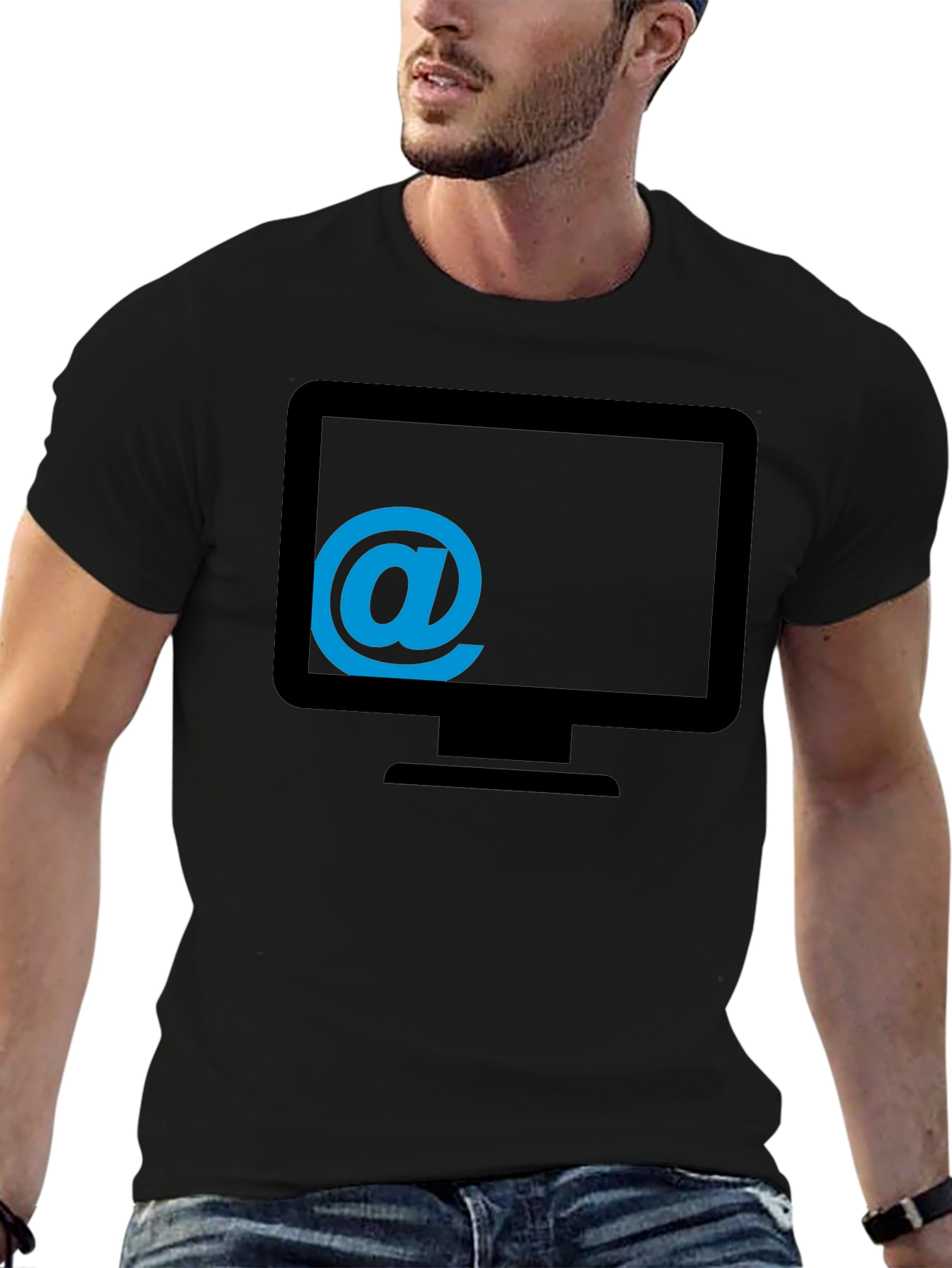 Techie Tee - Email @ Monitor Graphic T-Shirt