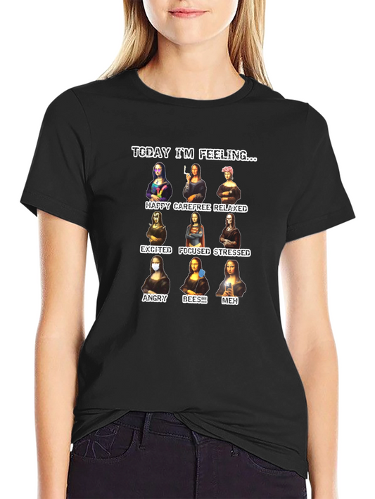Funny Mona Lisa Moods Graphic T-Shirt