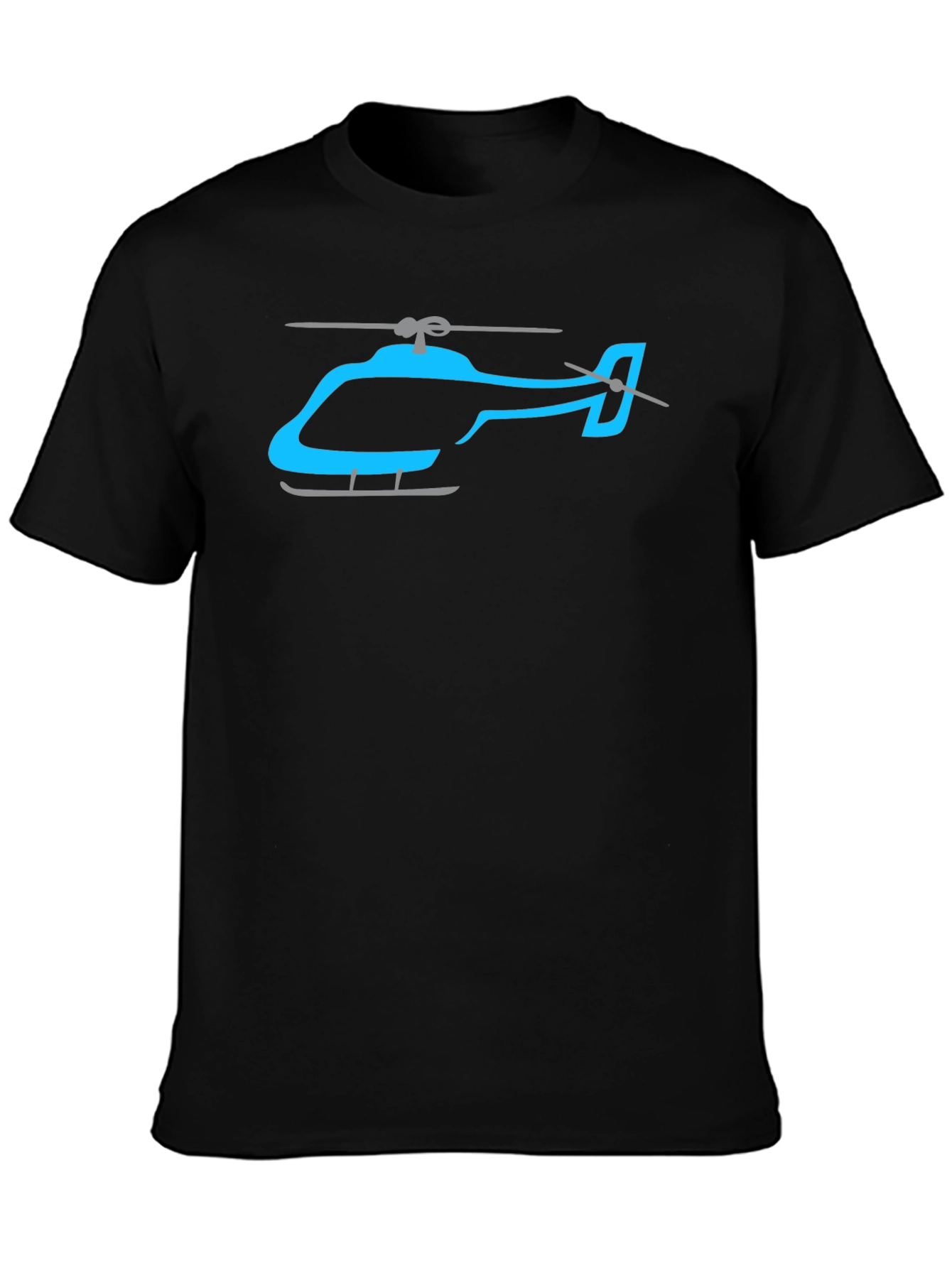 Helicopter Graphic Tee - Casual Black T-Shirt