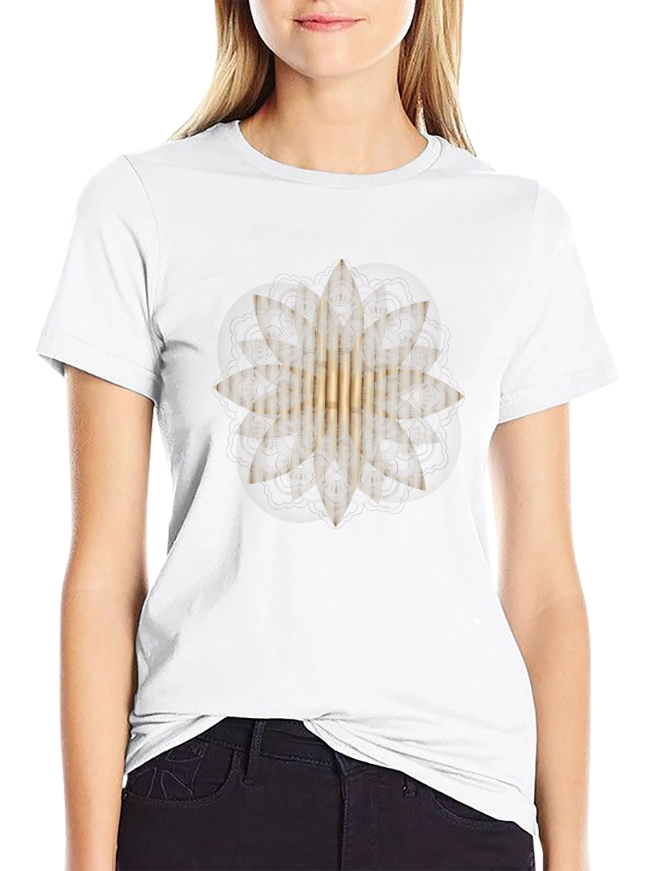 Golden Mandala Graphic Black T-Shirt