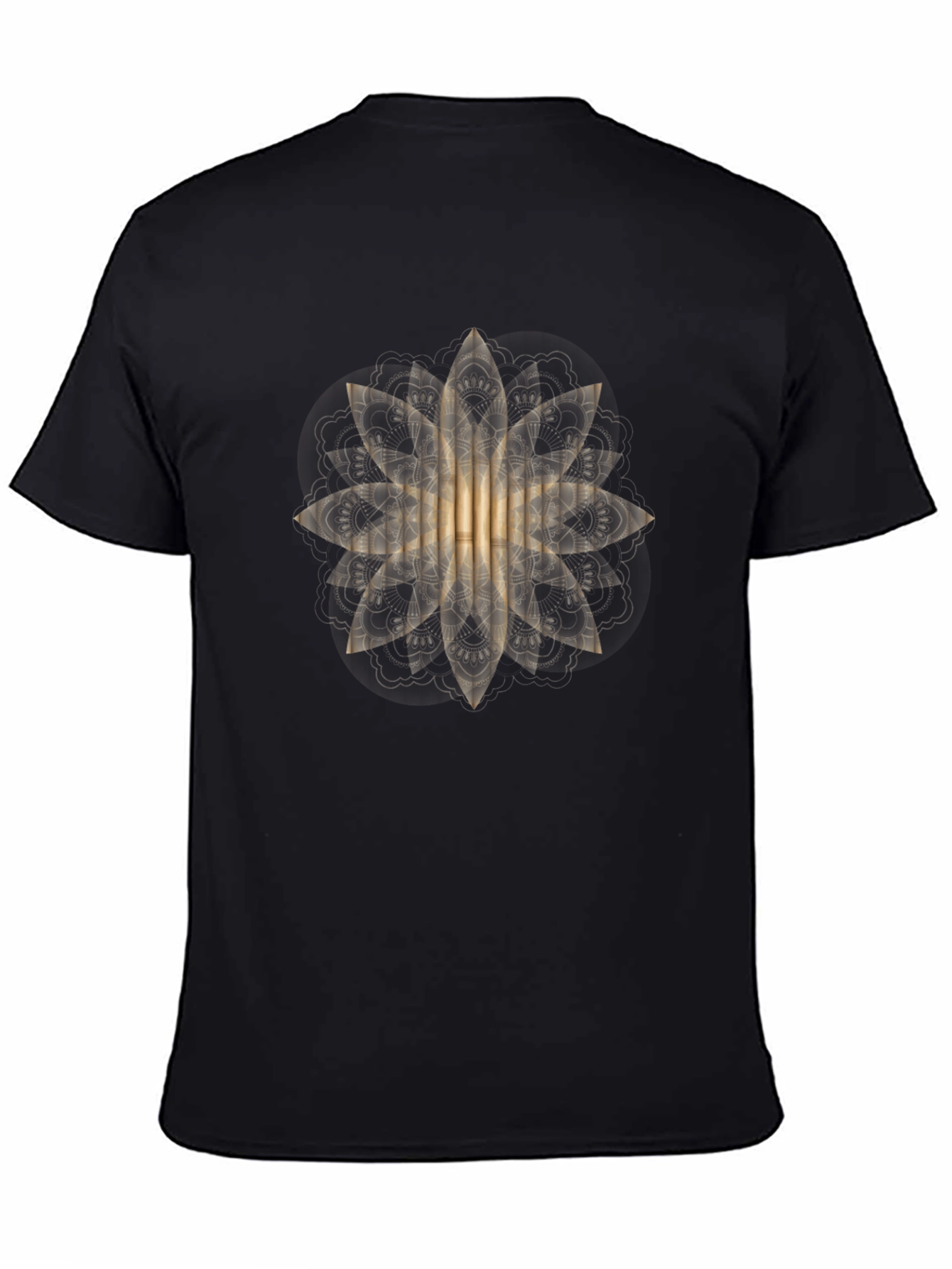 Golden Mandala Graphic Black T-Shirt