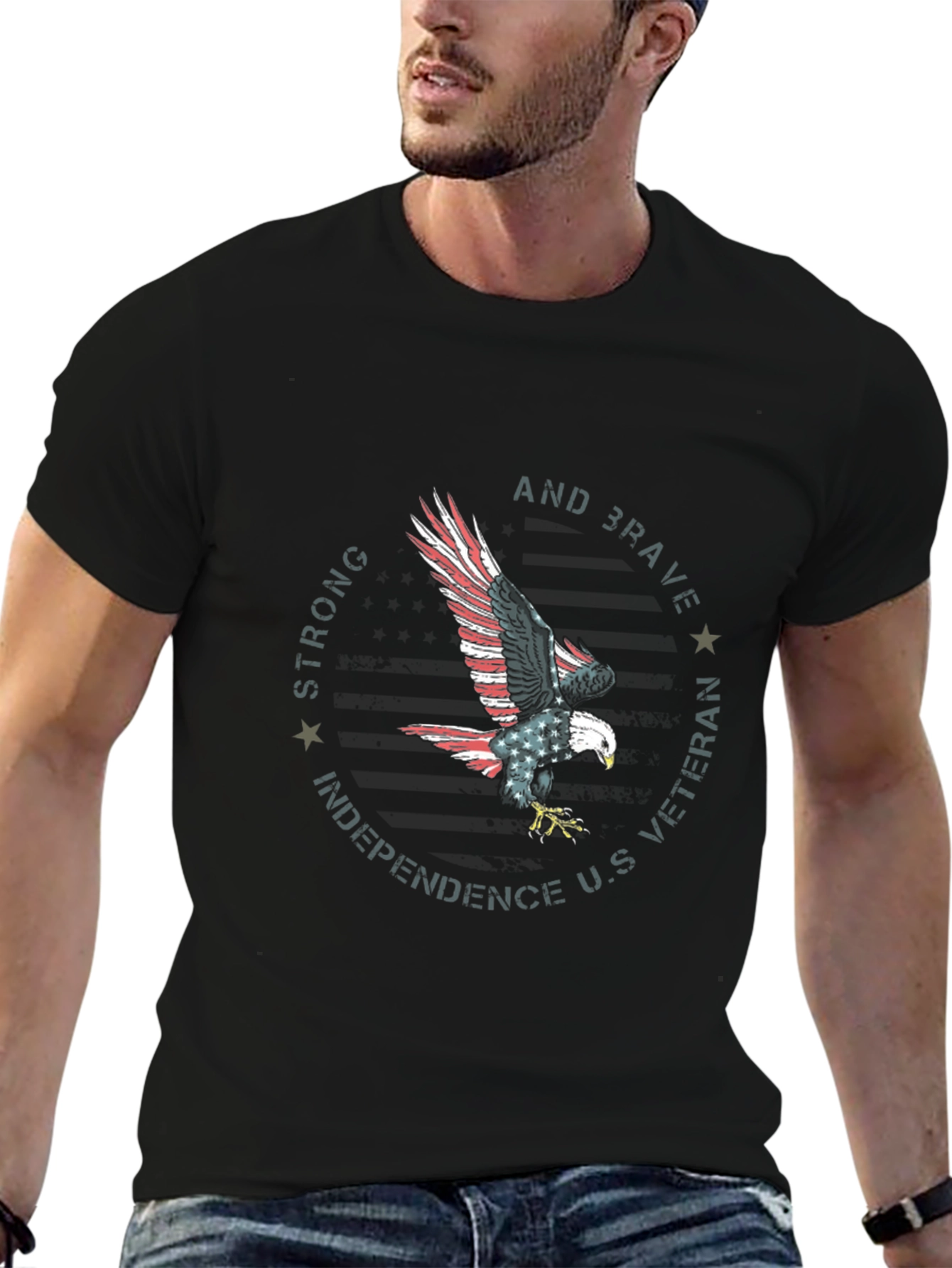 Patriotic Eagle Veteran Graphic T-Shirt