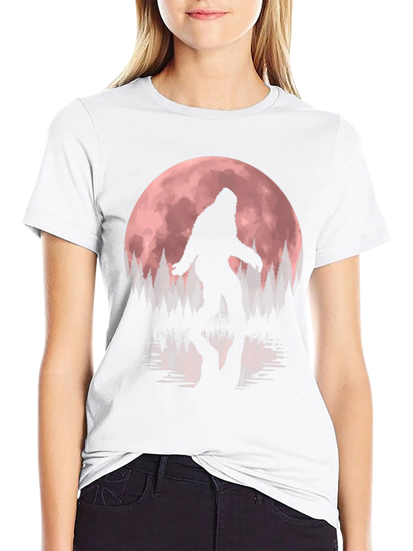 Bigfoot Moon Silhouette Graphic Tee