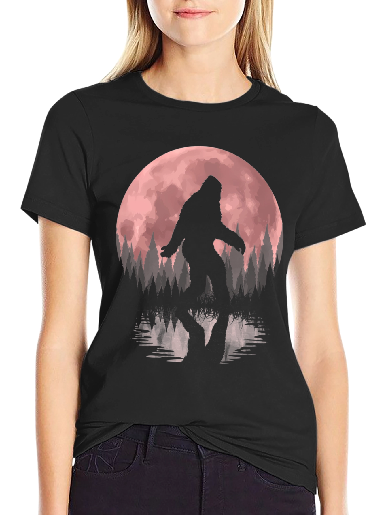 Bigfoot Moon Silhouette Graphic Tee