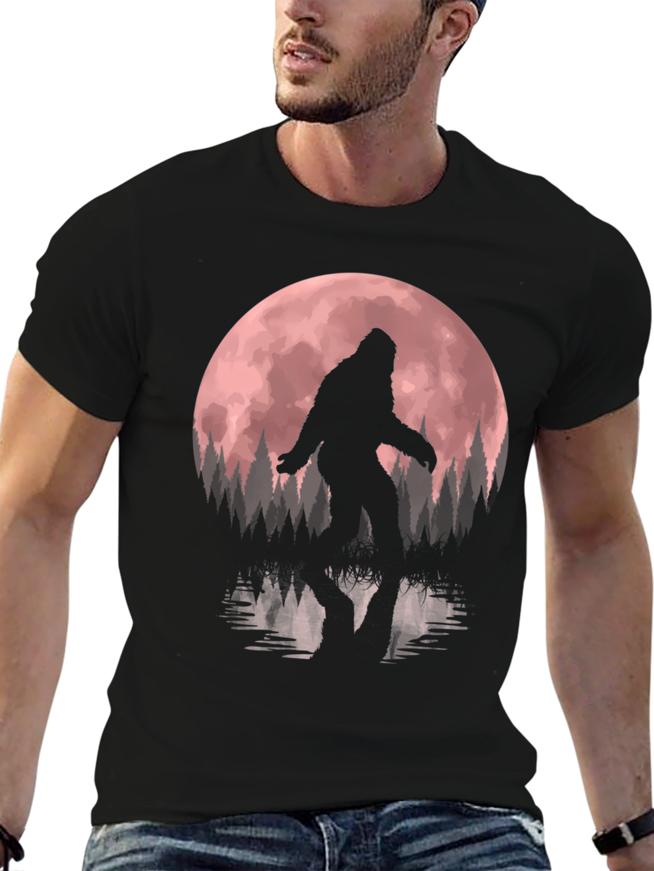 Bigfoot Moon Silhouette Graphic Tee