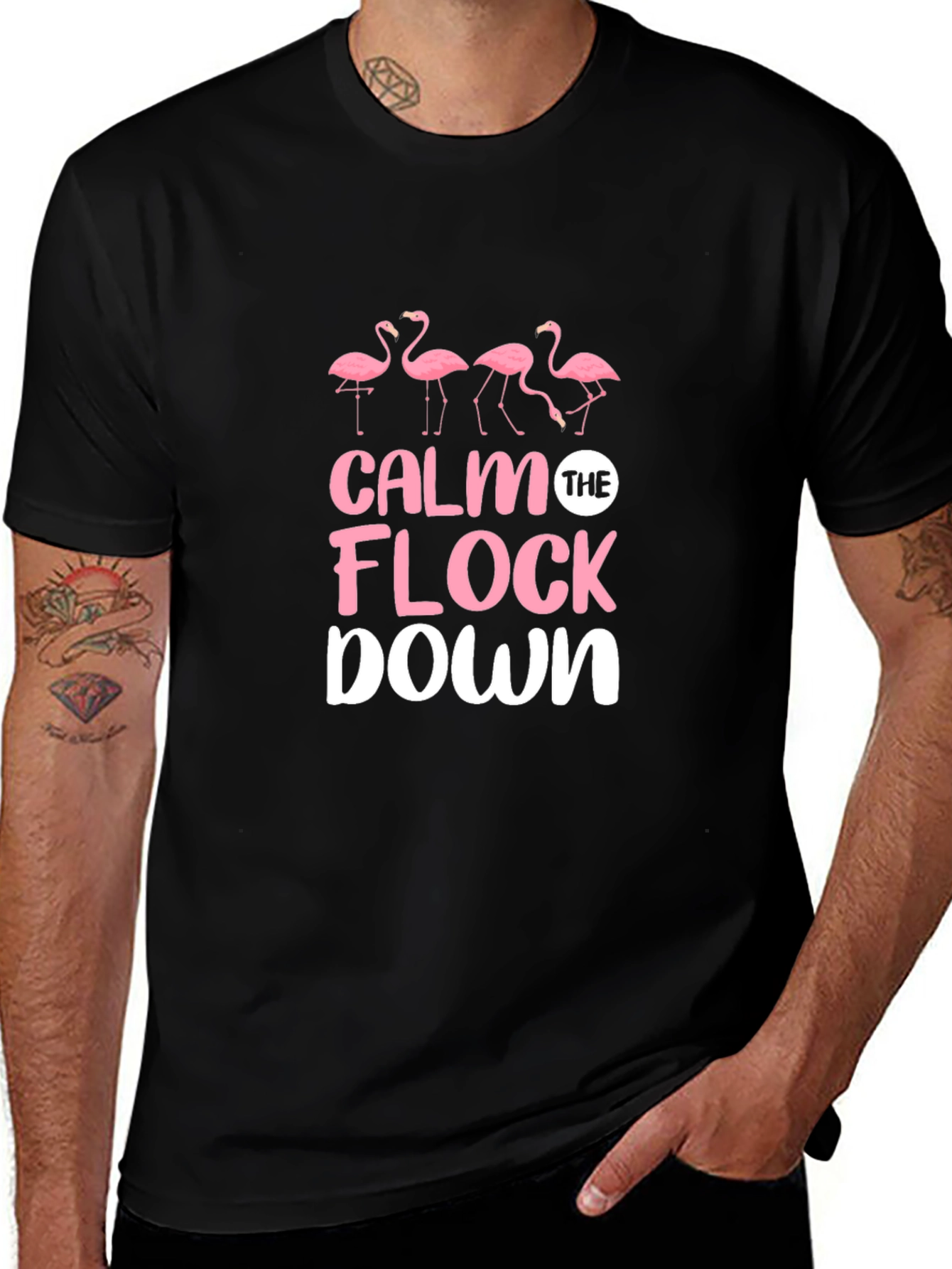 Calm The Flock Down Flamingo Graphic Tee