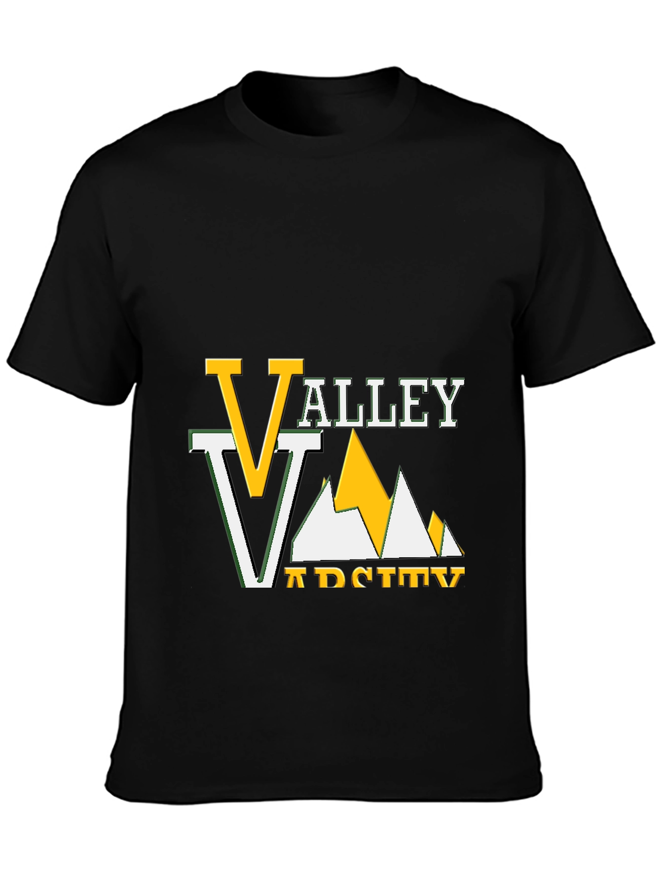 Valley Varsity Graphic Tee - Black Cotton T-Shirt