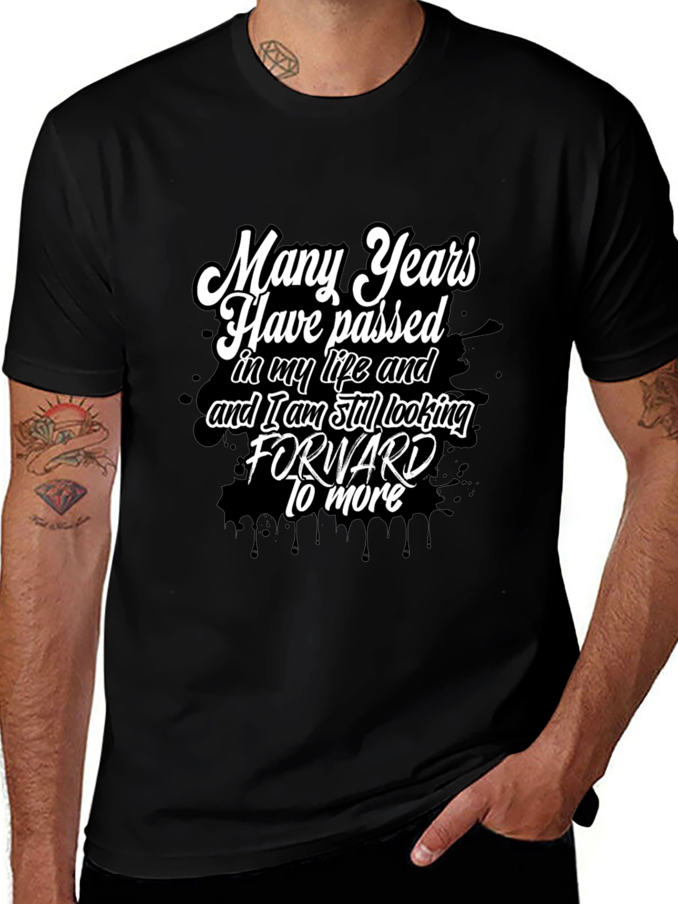 Motivational Black T-Shirt - Many Years Passed Design
