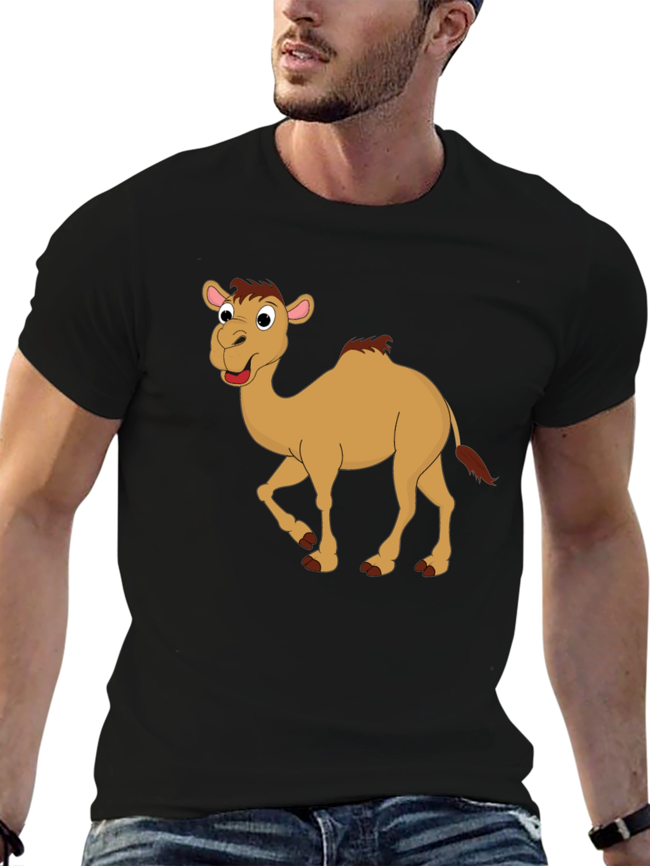 Camel Cartoon Black T-Shirt