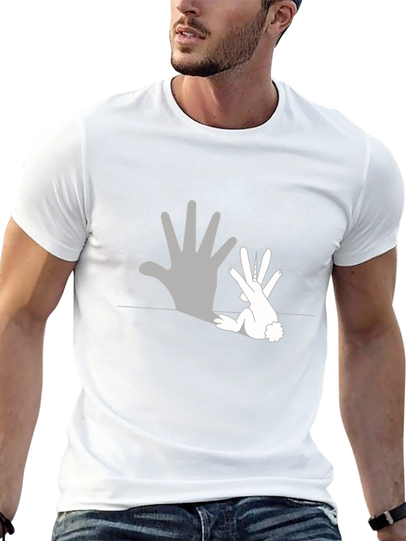 Rabbit Shadow T-Shirt - Black Cotton Tee