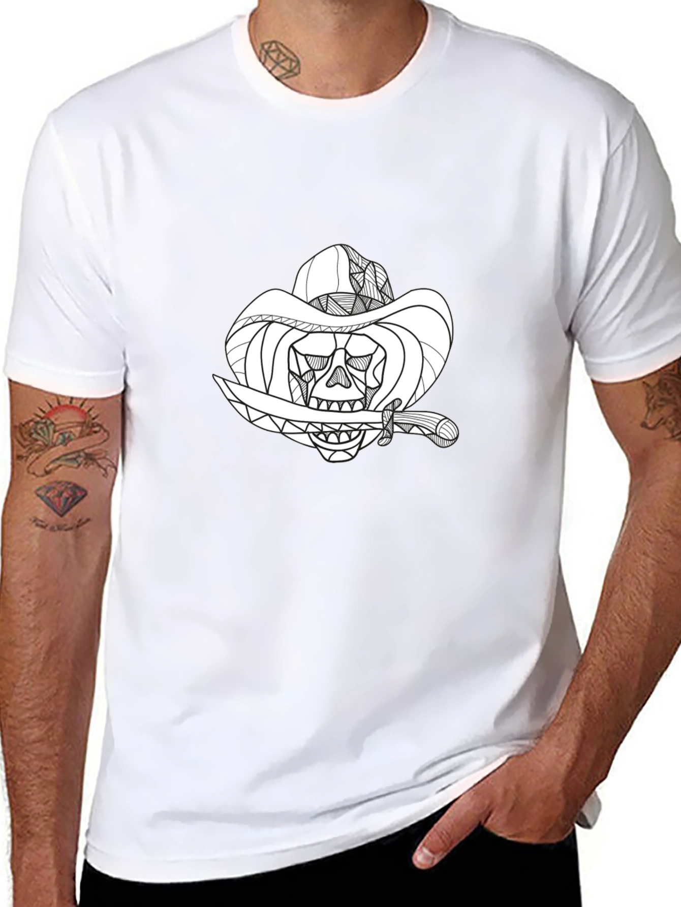 Black Skull Cowboy Graphic T-Shirt