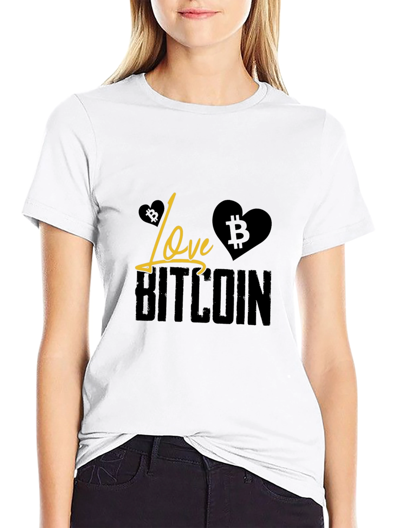 Love Bitcoin Black T-Shirt Crypto Currency Tee