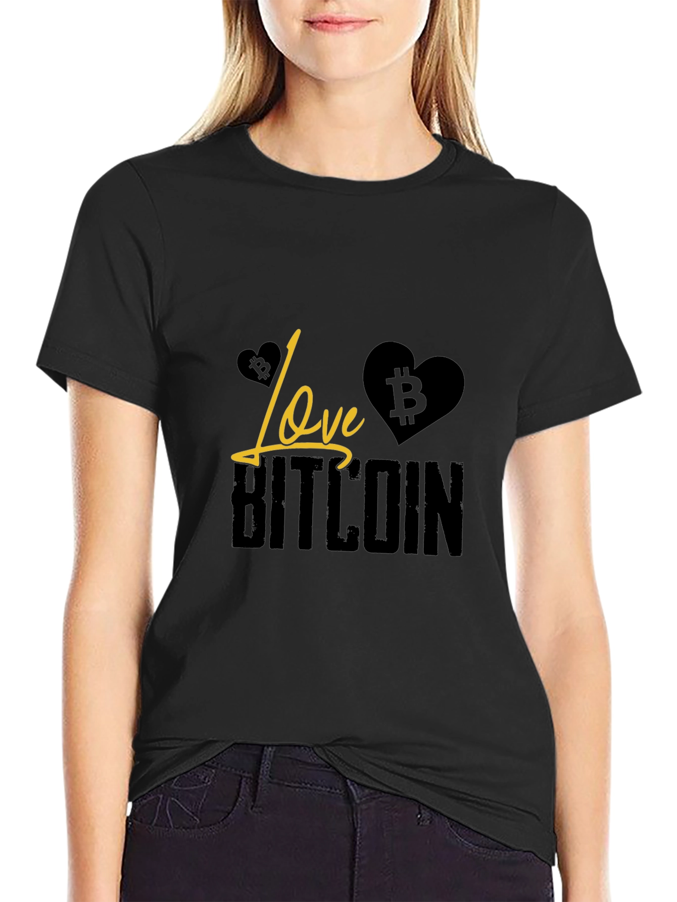 Love Bitcoin Black T-Shirt Crypto Currency Tee
