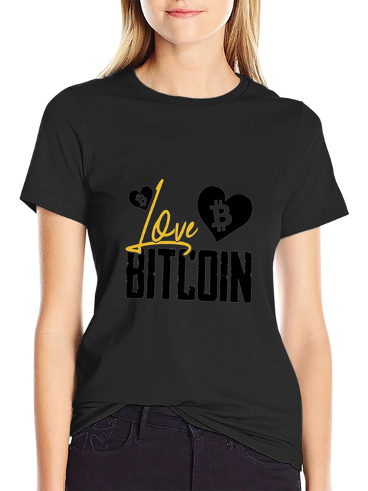 Love Bitcoin Black T-Shirt Crypto Currency Tee