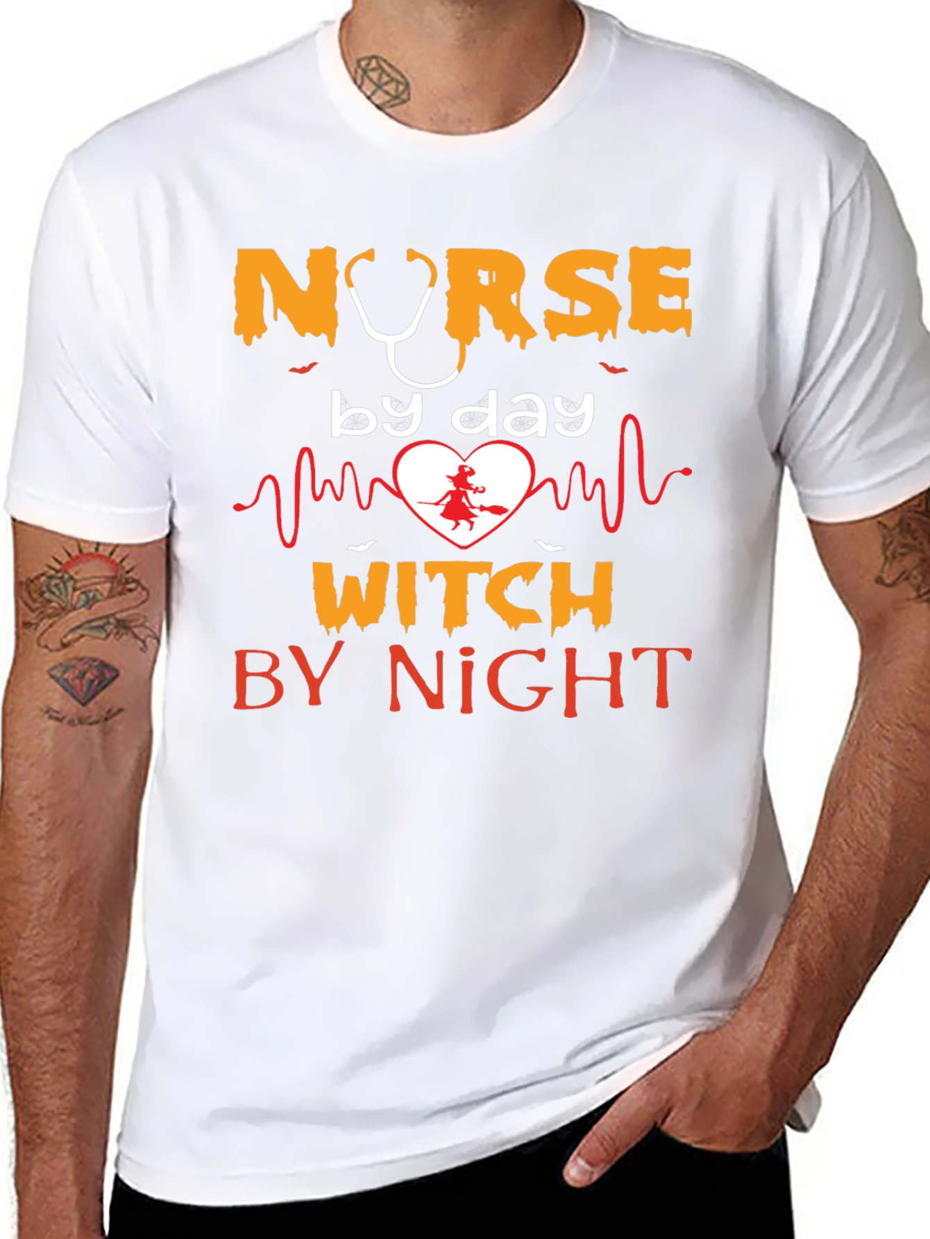 Nurse by Day Witch by Night Halloween Graphic Tee