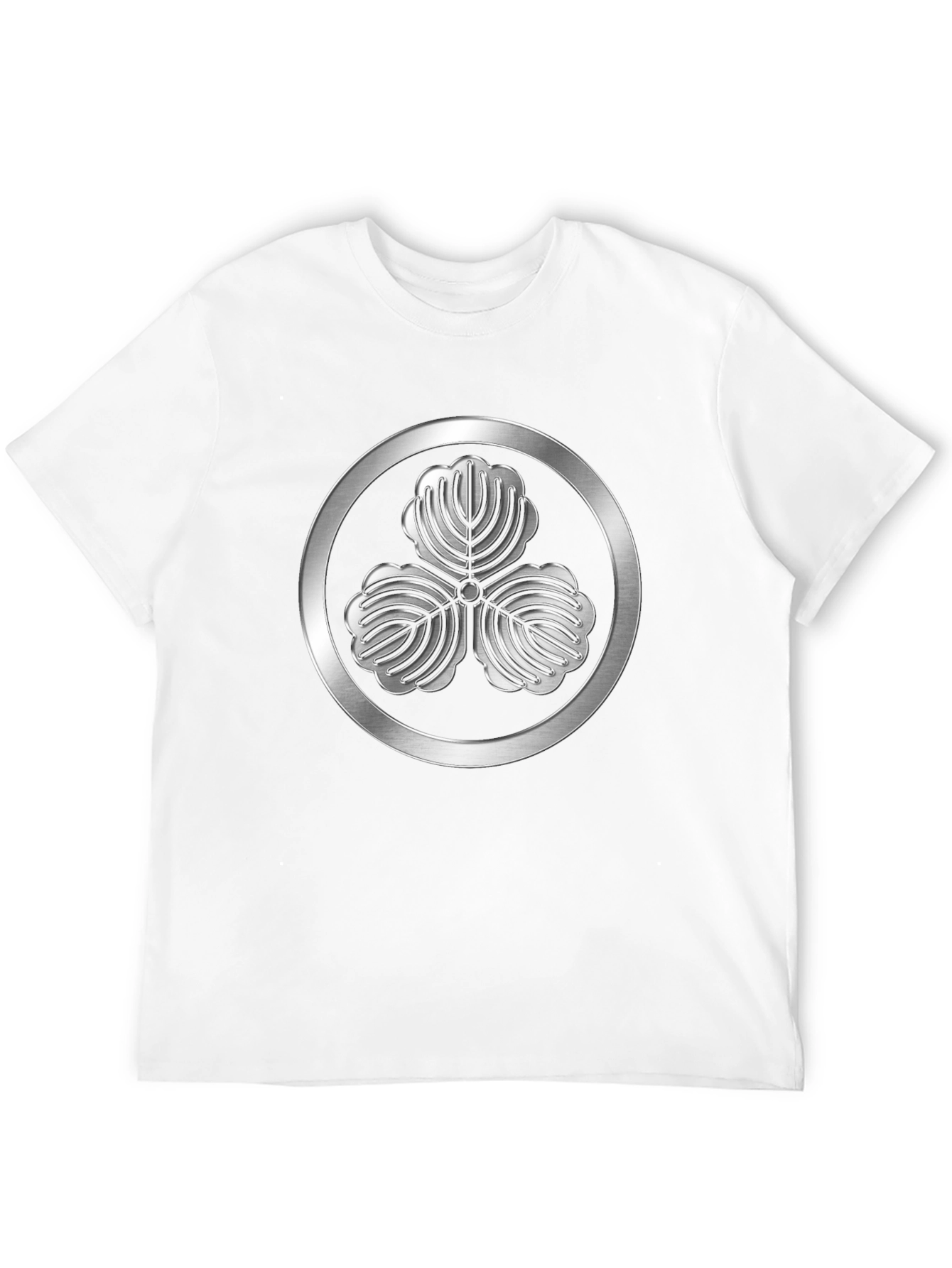 Black T-Shirt with 3-Leaf Kamon Design