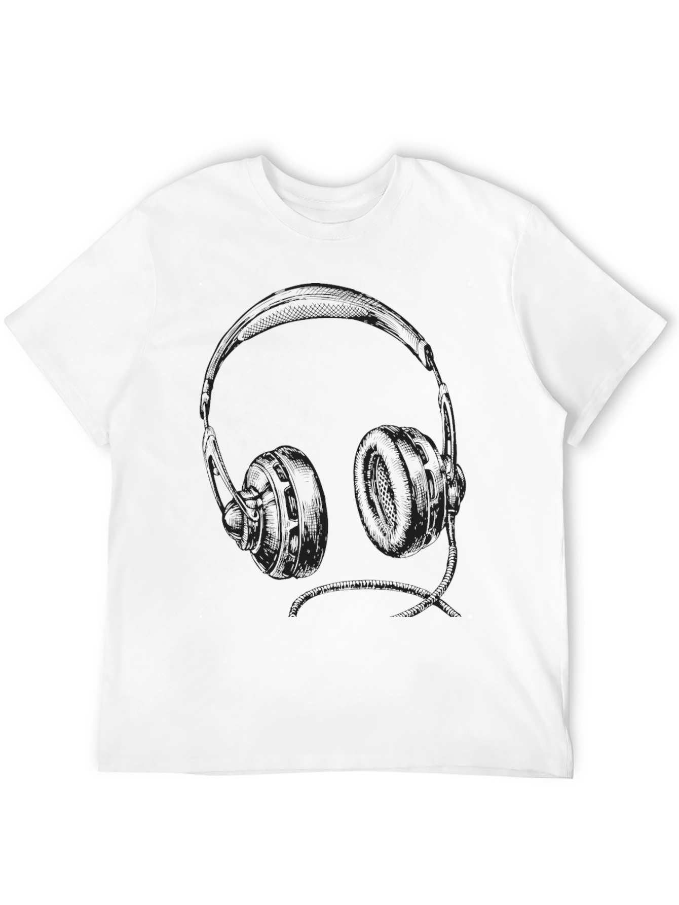 Headphone Graphic Tee - Black Cotton T-Shirt