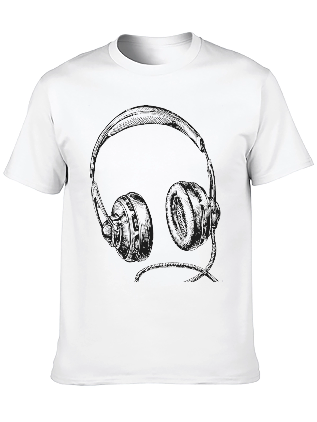 Headphone Graphic Tee - Black Cotton T-Shirt
