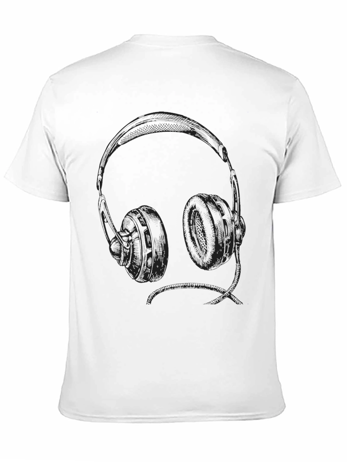 Headphone Graphic Tee - Black Cotton T-Shirt