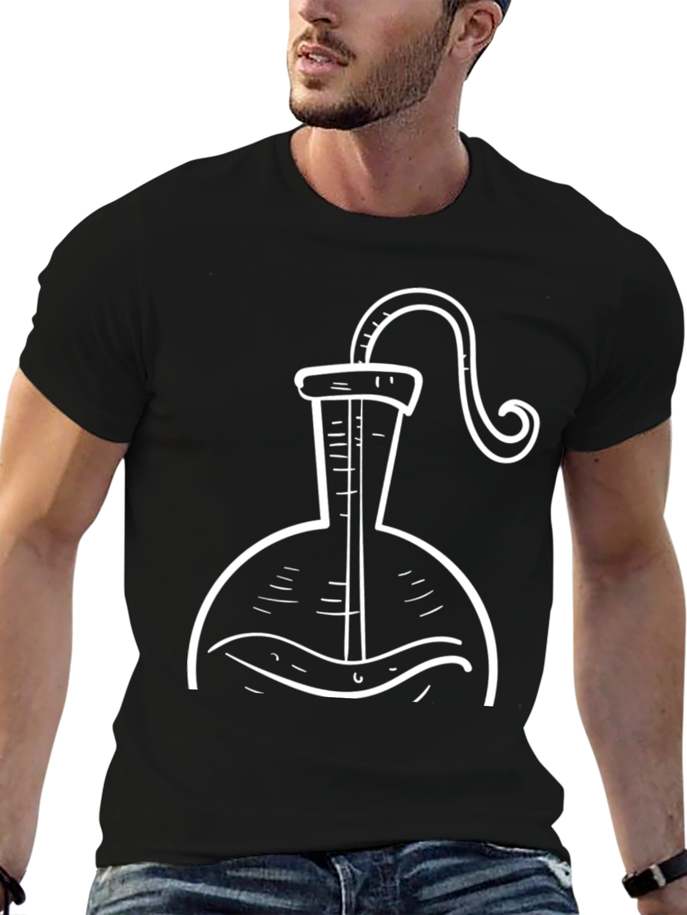 Science Flask Graphic Tee - Black Cotton T-Shirt