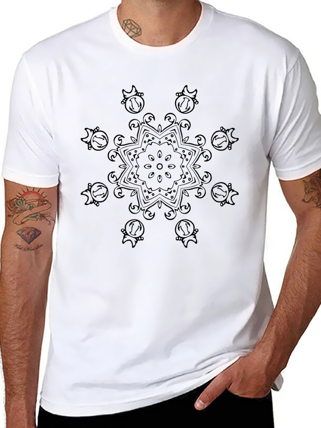Black Mandala Graphic Print T-Shirt