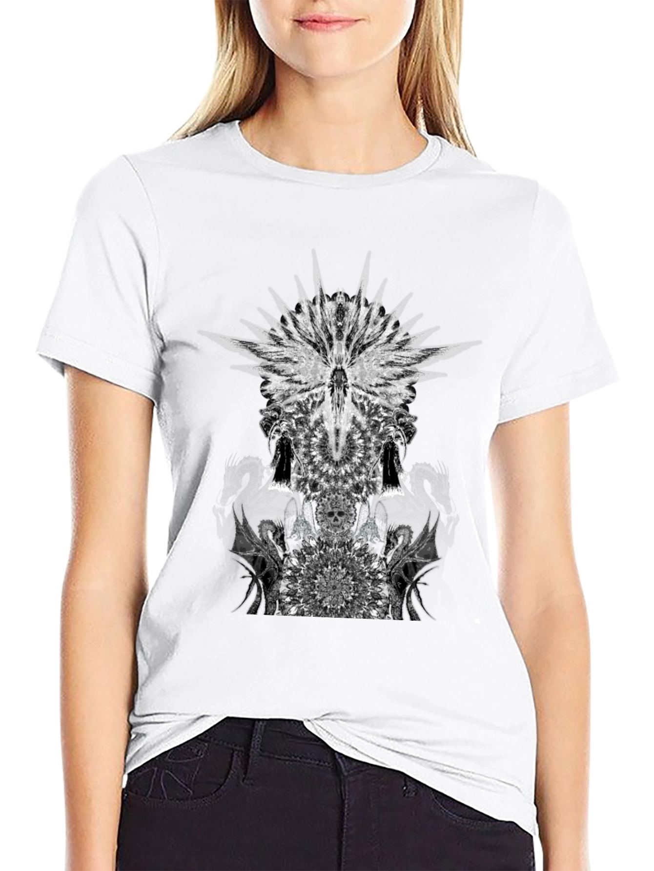 Black T-Shirt with Abstract Graphic Print
