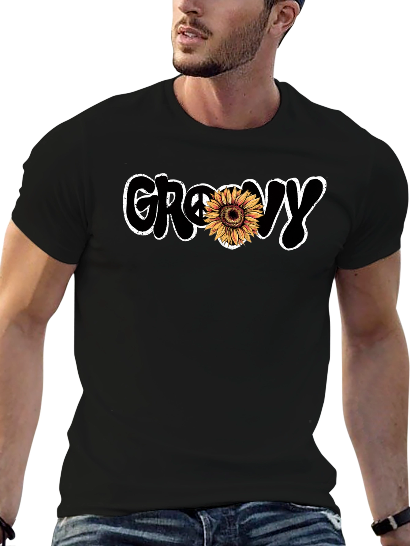 Groovy Sunflower Graphic T-Shirt - Retro Style Tee