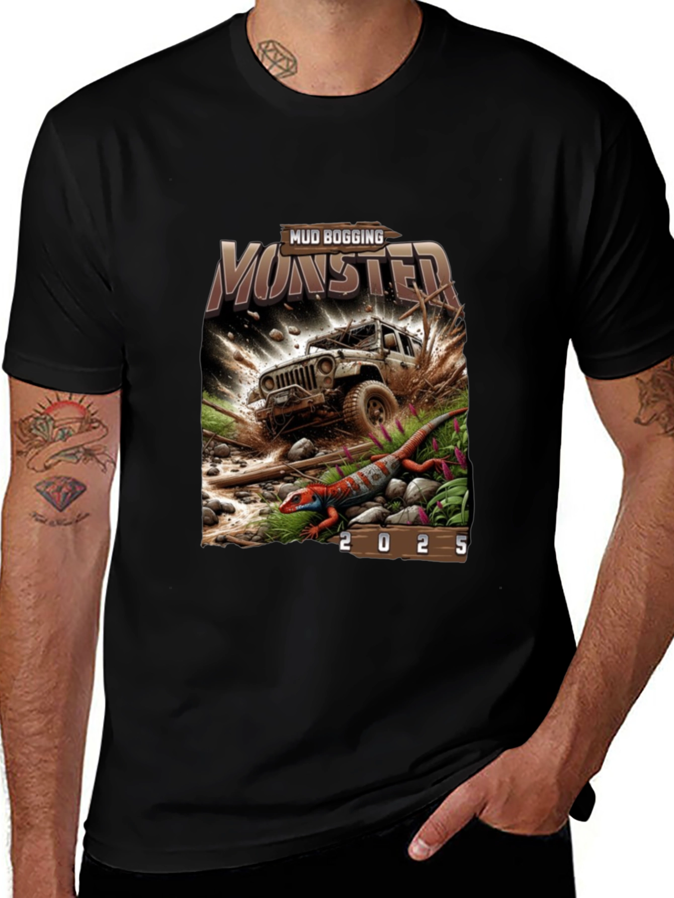 Mud Bogging Monster 2025 Black T-Shirt