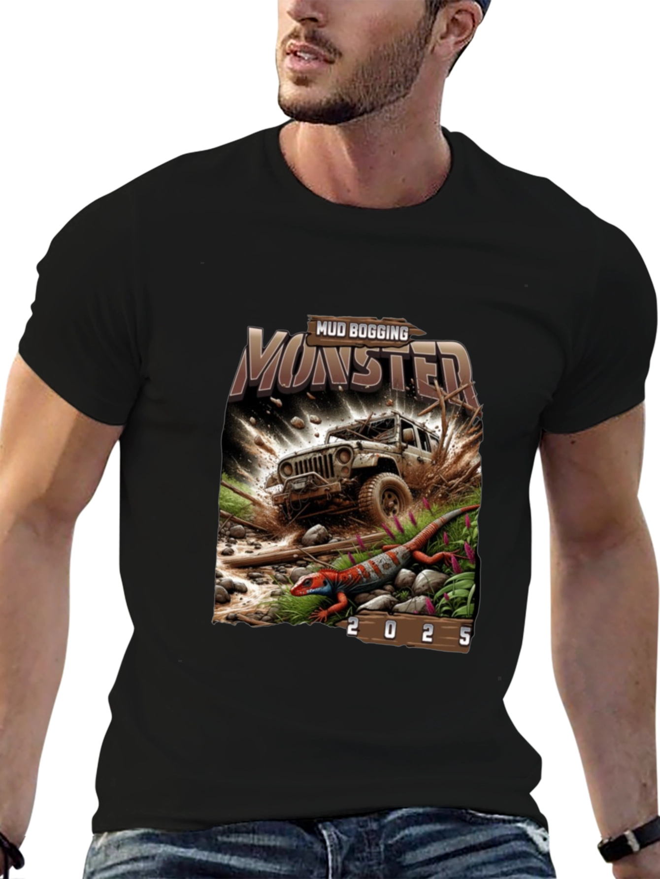 Mud Bogging Monster 2025 Black T-Shirt