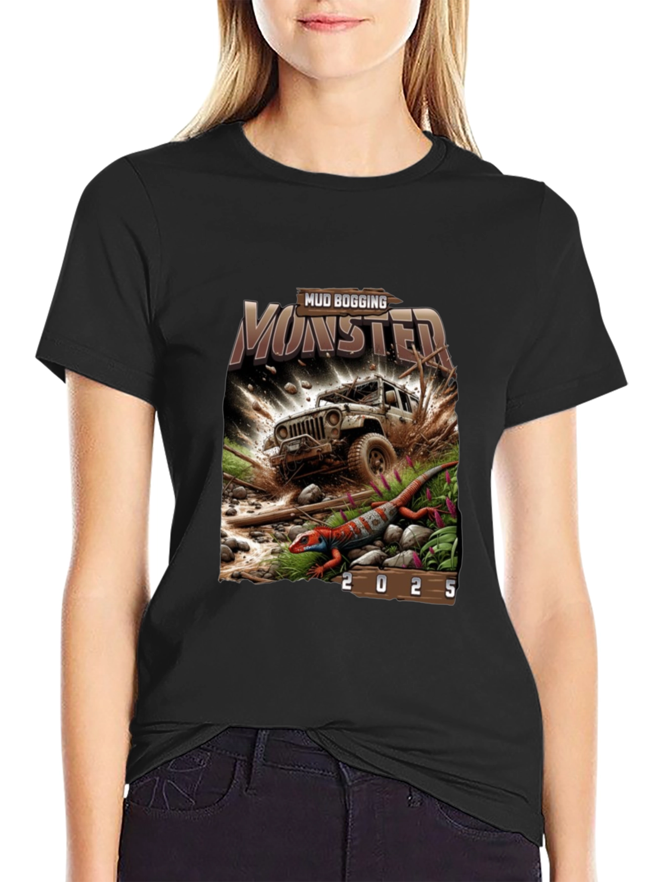 Mud Bogging Monster 2025 Black T-Shirt