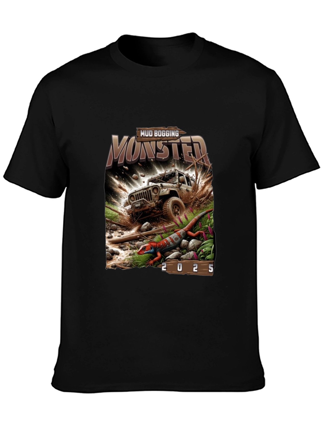 Mud Bogging Monster 2025 Black T-Shirt