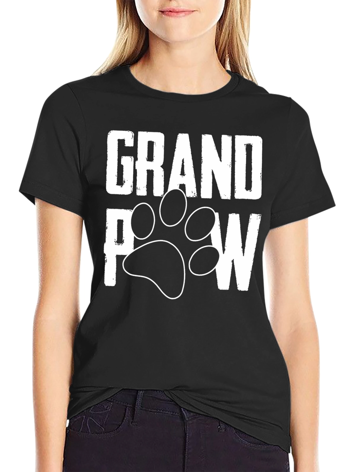 Grandpaw Dog Paw Print T-Shirt - Black