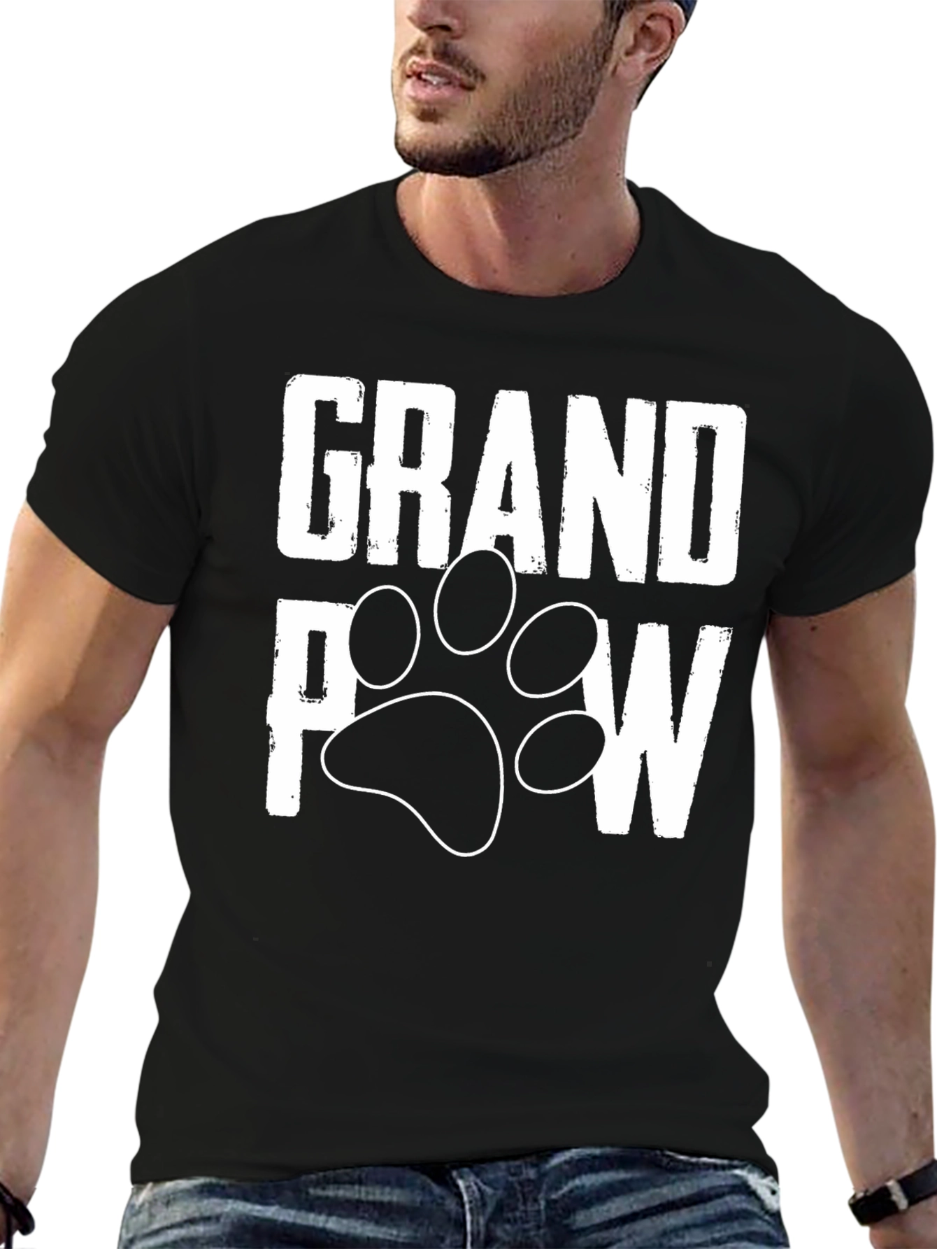 Grandpaw Dog Paw Print T-Shirt - Black