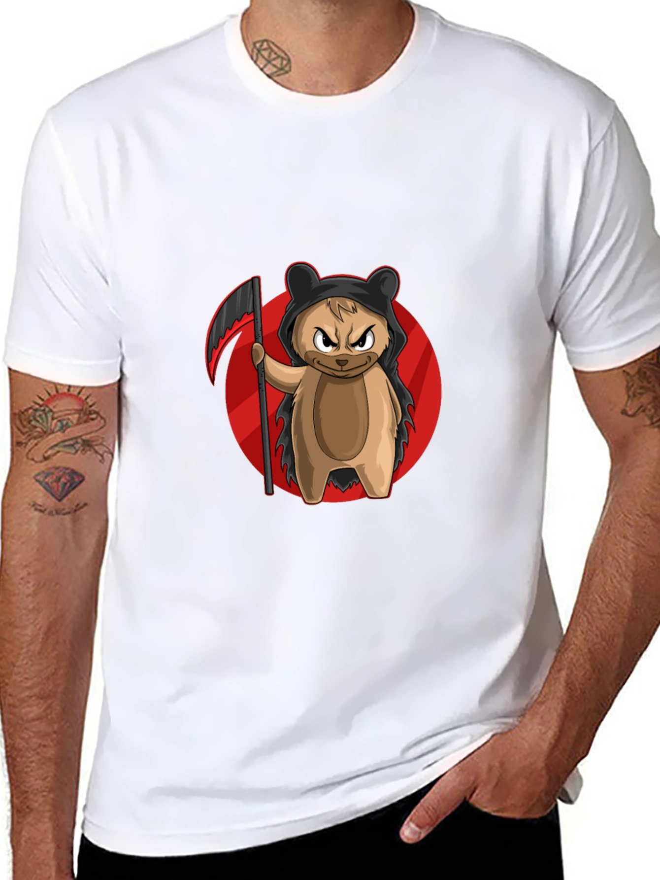 Grim Reaper Bear T-Shirt - Cool Cartoon Graphic Tee